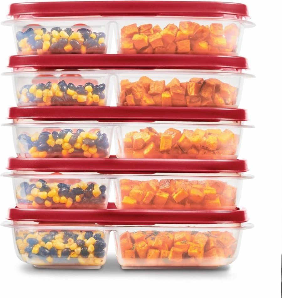 Rubbermaid 5.1 Cup Red Meal Prep Containers with Easy-Find Lids, Food Storage Solution