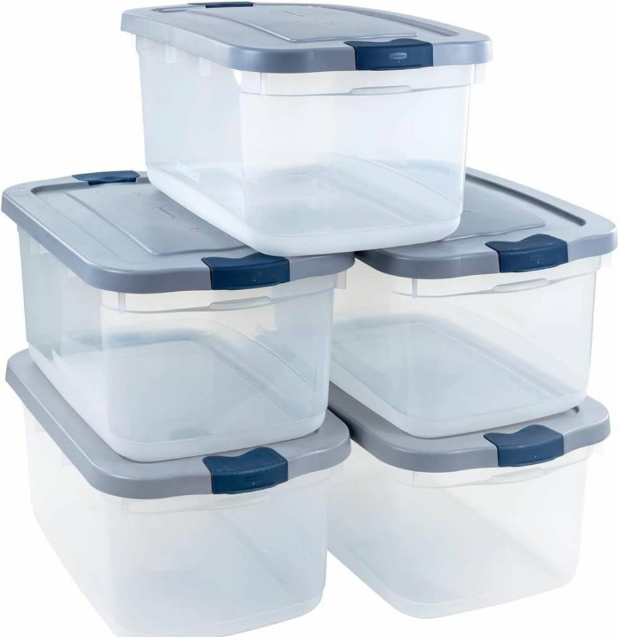 Rubbermaid 66 Qt Clear Storage Containers with Latching Lids, Pack of 4 - Durable, Stackable Bins for Home Organization