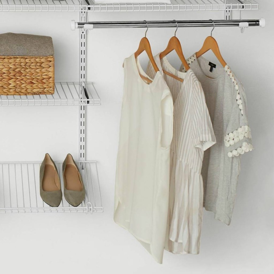 Rubbermaid Custom Closet Organizer Kit - 2 Shelves & Hanging Storage for Pantry, Laundry, Bathroom, White, 26