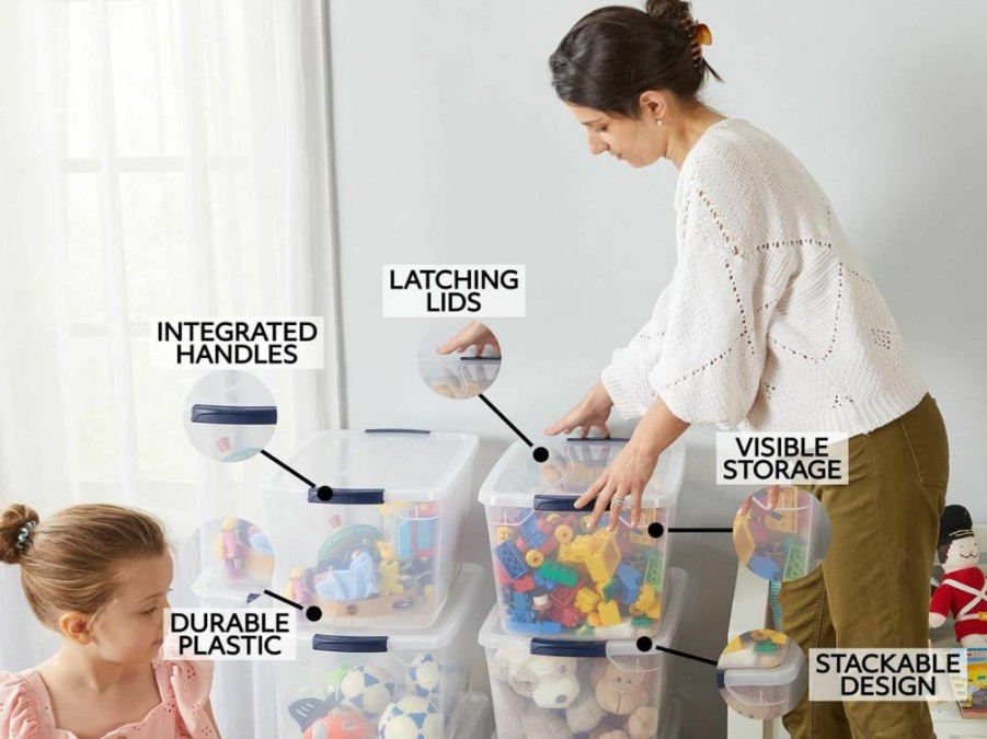 Rubbermaid 70 Quart Clear Under Bed Storage Bins with Wheels and Latching Lids - 2-Pack, BPA-Free, Stackable, Made in USA
