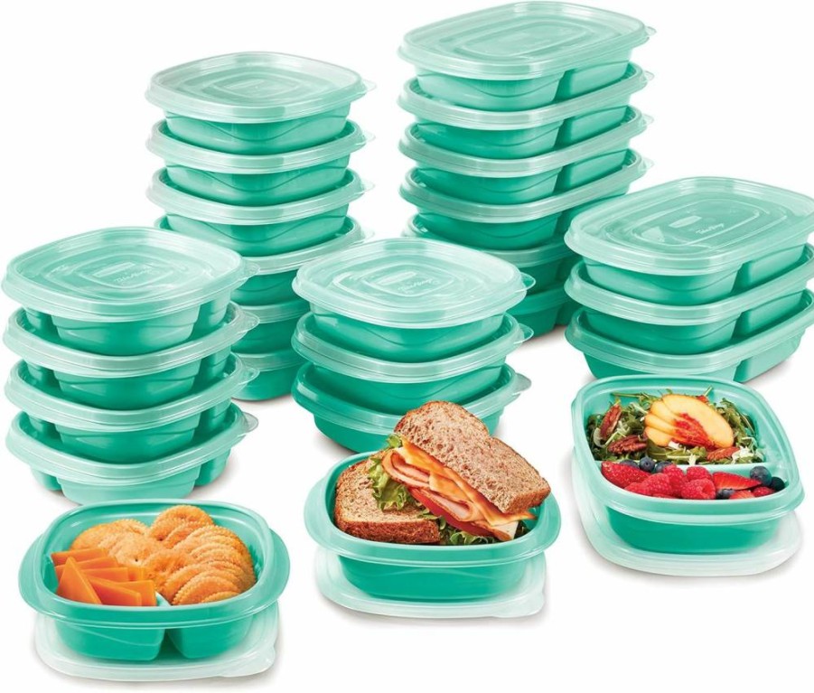 Rubbermaid 50-Piece BPA-Free Plastic Food Storage Containers Set with Lids, Teal Splash - Dishwasher Safe for Lunch, Meal Prep & Leftovers