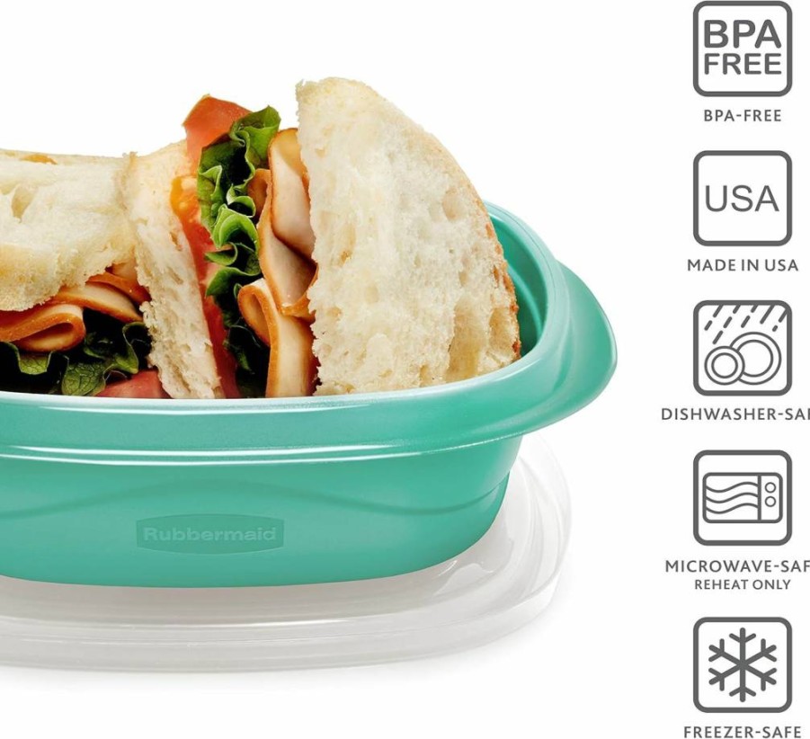 Rubbermaid 50-Piece BPA-Free Plastic Food Storage Containers Set with Lids, Teal Splash - Dishwasher Safe for Lunch, Meal Prep & Leftovers