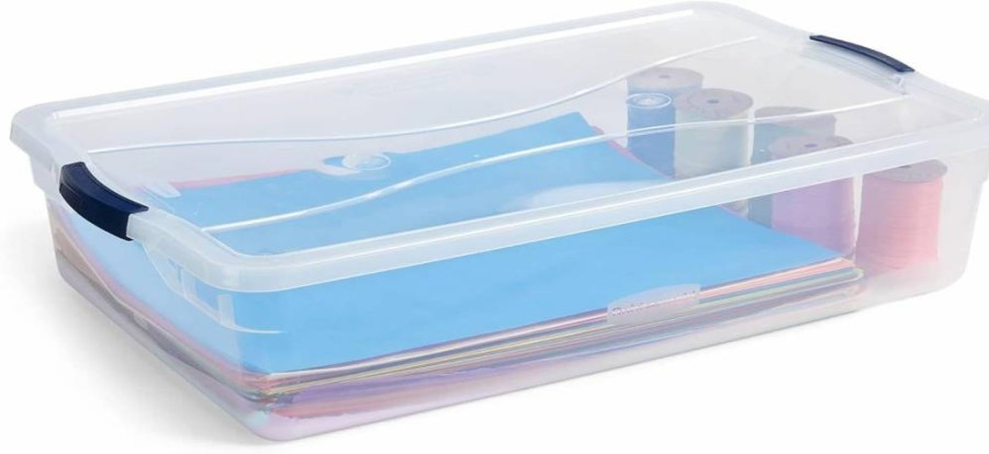 Rubbermaid 74 Quart Clear Storage Bins with Latching Lids - 4-Pack Stackable Plastic Containers, BPA-Free, Made in USA