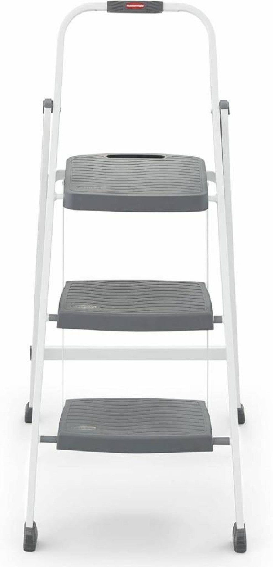 Rubbermaid 3-Step Steel Folding Ladder with Hand Grip, Non-Slip Feet, ANSI Safety Certified, Silver (No Assembly Required)