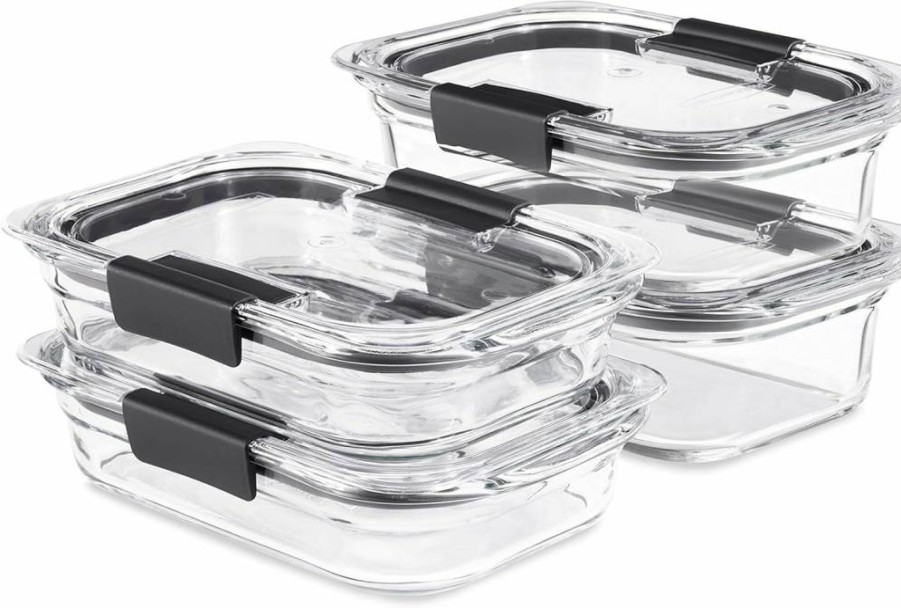 Rubbermaid Brilliance 4-Piece BPA-Free Glass Food Storage Container Set, 3.2 Cup Leak-Proof Clear Containers