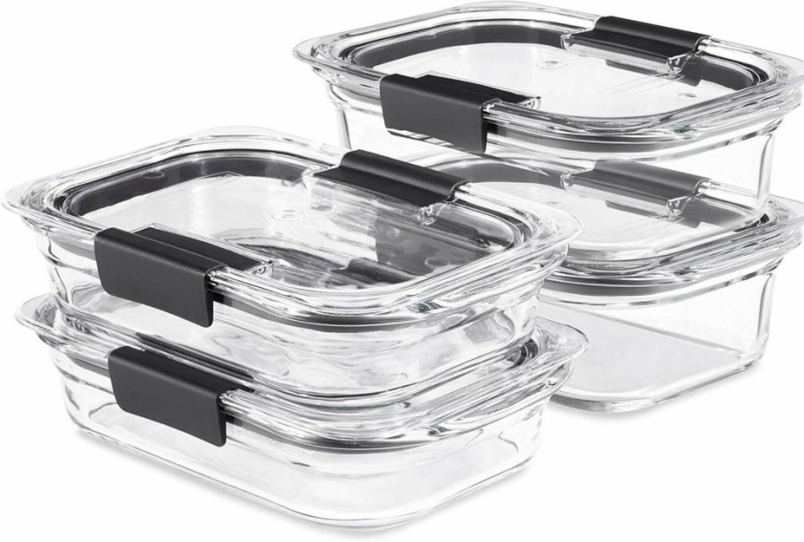 Rubbermaid Brilliance BPA-Free 8 Cup Glass Food Storage Containers, 2-Piece Set, Leak-Proof & Clear
