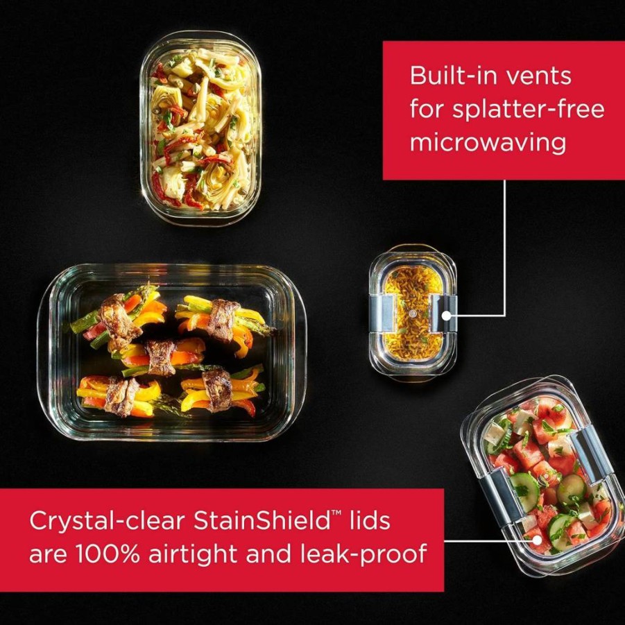 Rubbermaid Brilliance BPA-Free 8 Cup Glass Food Storage Containers, 2-Piece Set, Leak-Proof & Clear