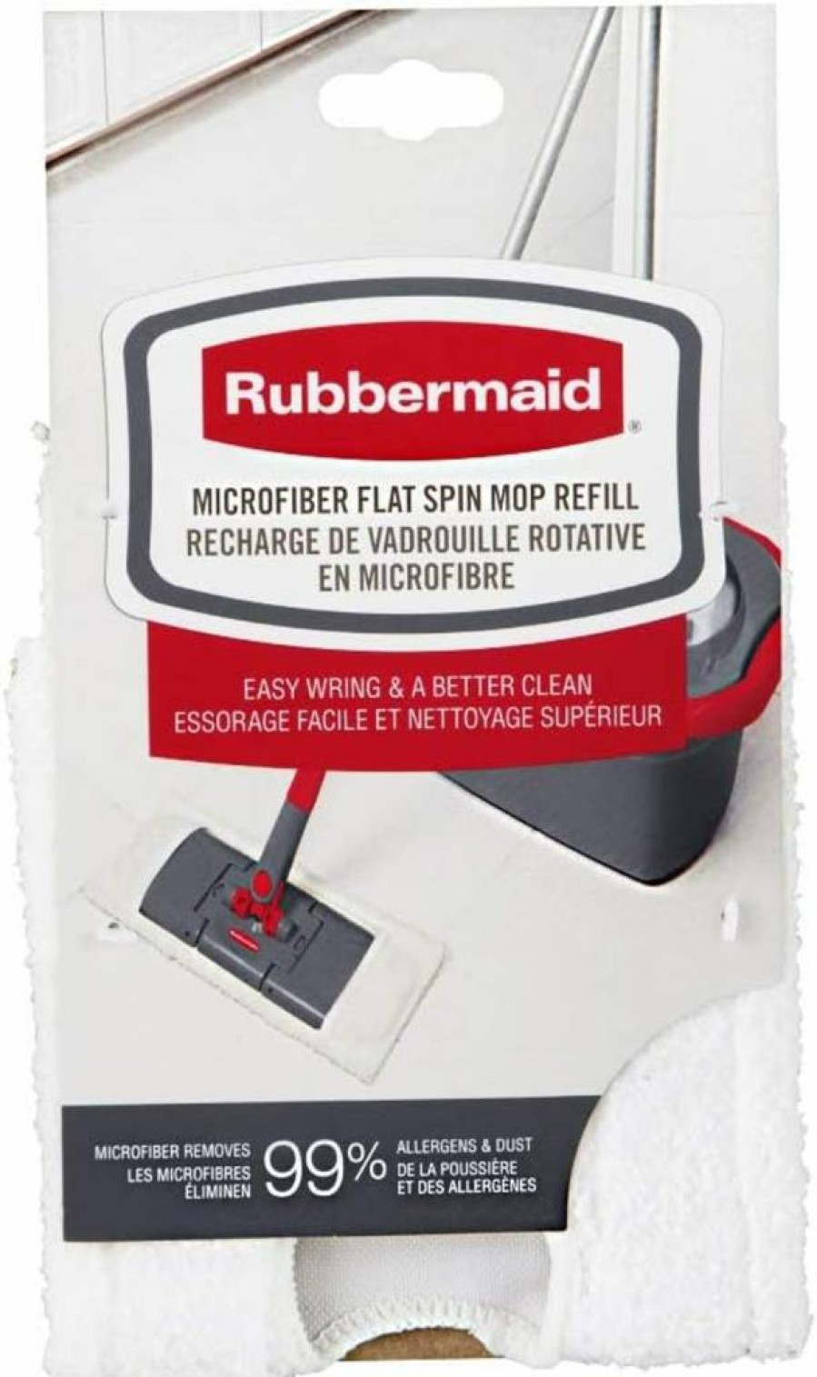 Rubbermaid Commercial Microfiber Mop Head Refill - Reusable Spin Mop Replacement for Tile, Wood, Vinyl & Stone Floors - White Cleaning Pad