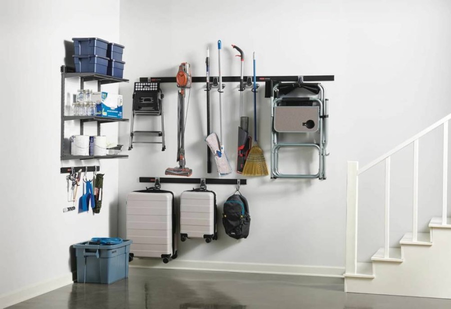 Rubbermaid FastTrack Garage Storage System - 15-Piece Wall Organizer with 4 Rails & 11 Hooks for Tools, Sports Gear, and Home Organization