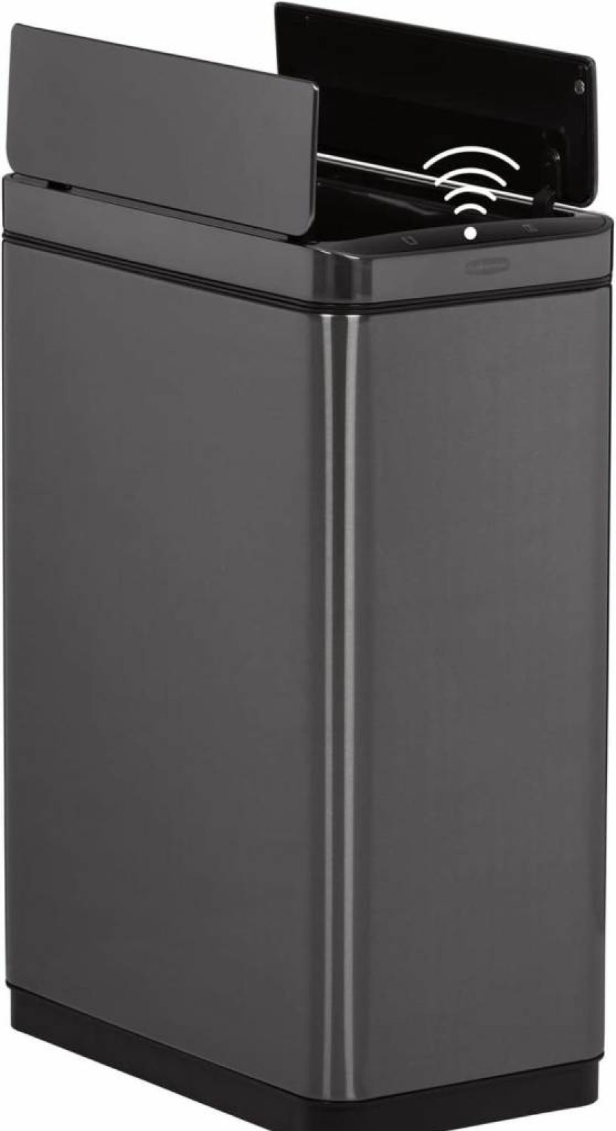 Rubbermaid Elite 12-Gallon Stainless Steel Sensor Trash Can with Slim Design for Kitchen, Office, or Lobby - Charcoal, Batteries Included