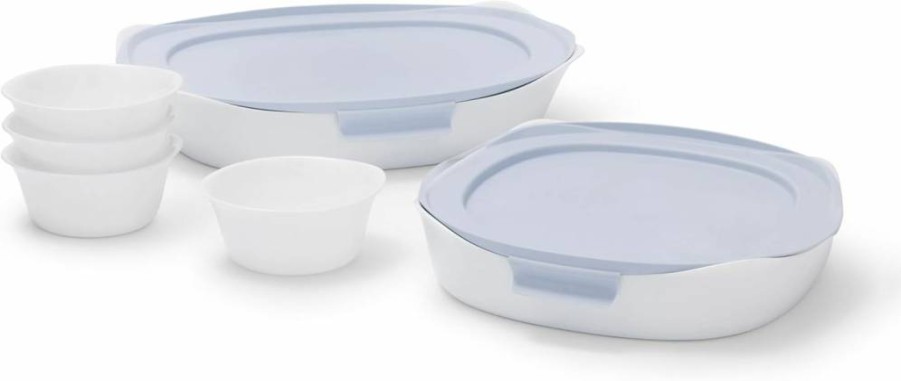 Rubbermaid Duralite 1.75-Quart Glass Baking Dish - Oven Safe White Bakeware for Casseroles & Desserts