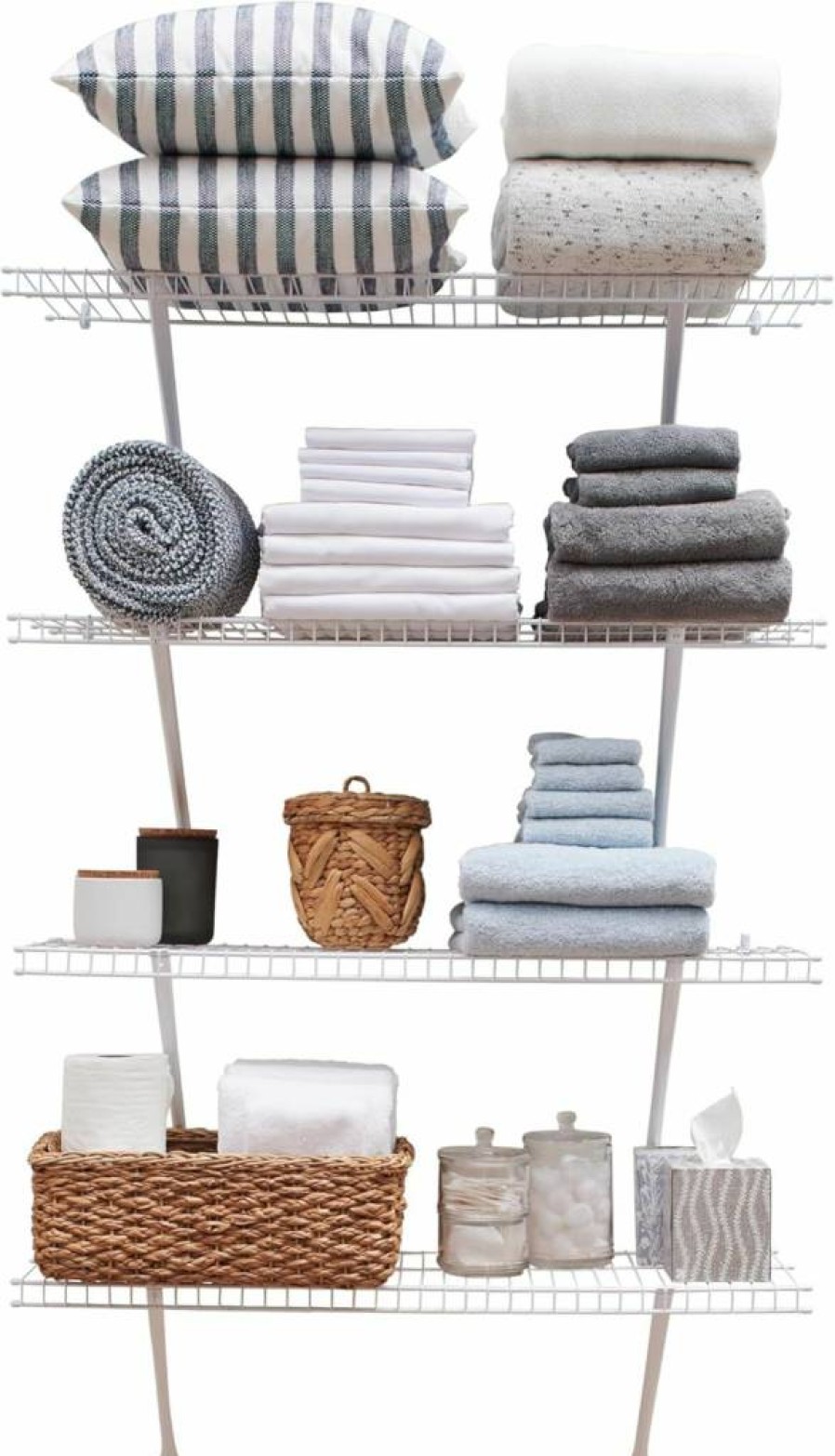 Rubbermaid White 2-Foot Wall Mount Wire Shelf with Hardware - Laundry, Bathroom, Pantry & Closet Organizer System