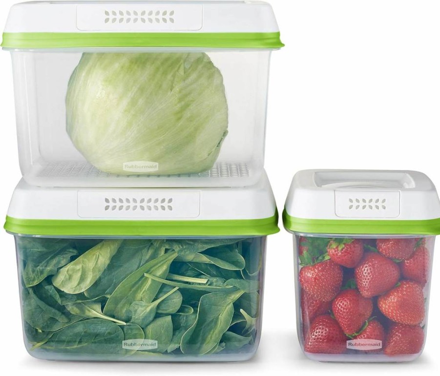 Rubbermaid FreshWorks 8-Piece Produce Saver Set - 4 Medium & 4 Large Airtight Food Storage Containers, BPA-Free, Clear