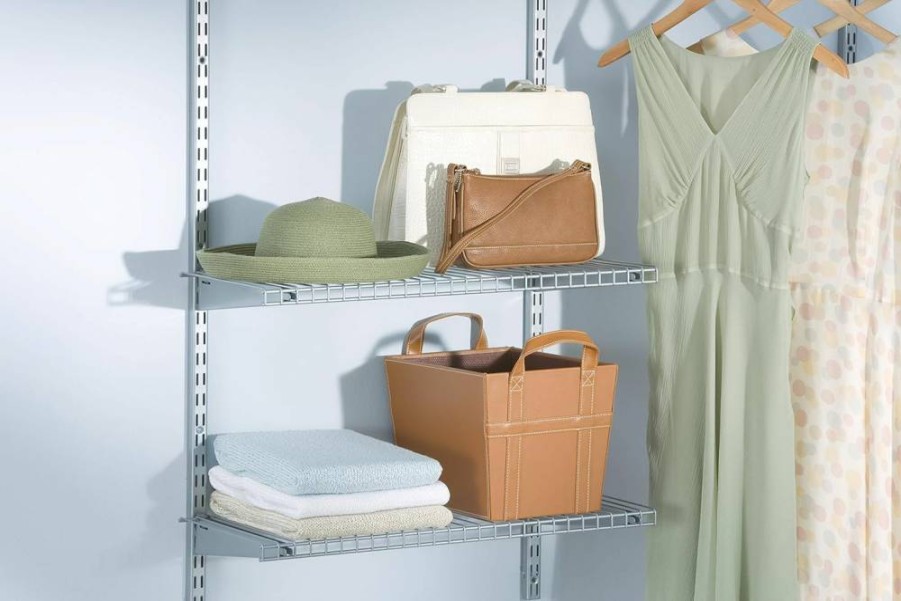 Rubbermaid 26" Expandable Shelving Kit - Set of 2 Titanium Shelves for Home, Garage, Laundry, Bathroom & Closet Organization