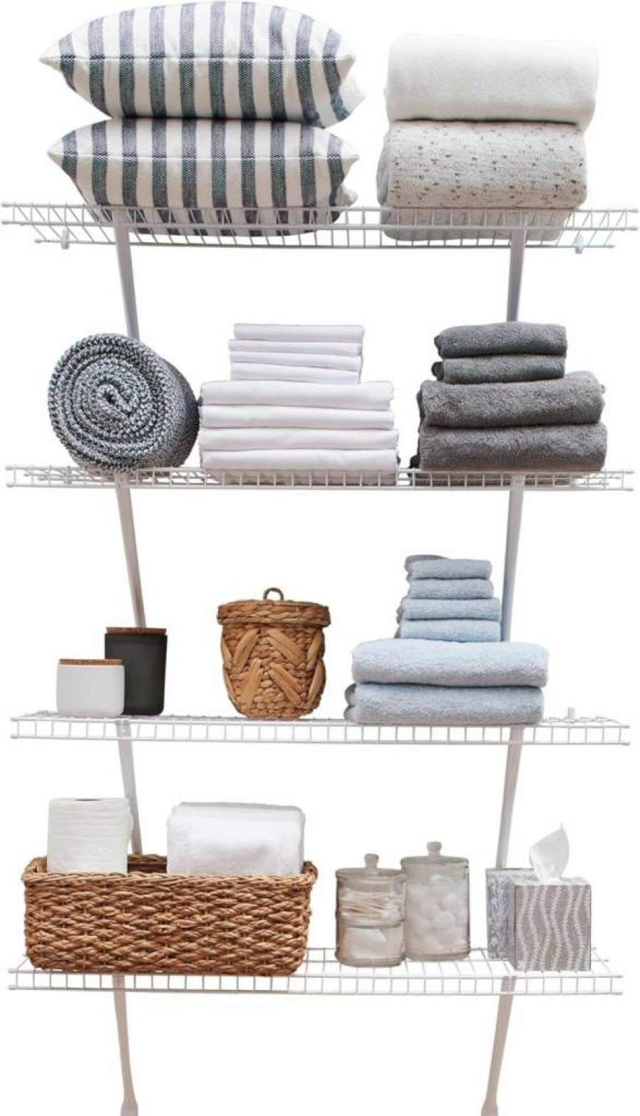 Rubbermaid 6-Foot White Wall Mount Wire Shelf Organizer with Hardware for Closet, Laundry, Bathroom, Pantry, Mudroom Storage