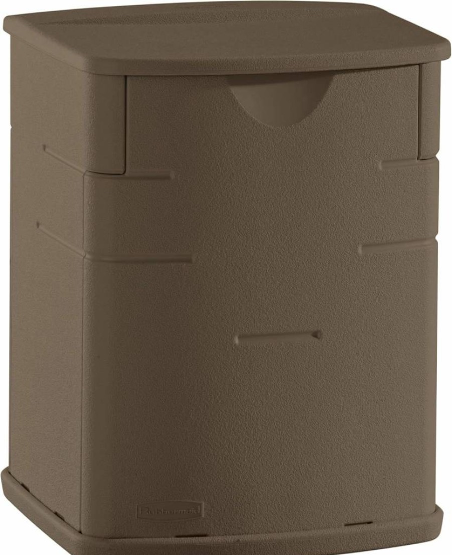 Rubbermaid 19-Gallon Resin Outdoor Storage Deck Box - Weatherproof Brown Container for Garden Tools, Grilling Accessories, Pool Supplies & Home Organization