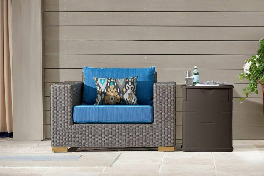 Rubbermaid 19-Gallon Resin Outdoor Storage Deck Box - Weatherproof Brown Container for Garden Tools, Grilling Accessories, Pool Supplies & Home Organization