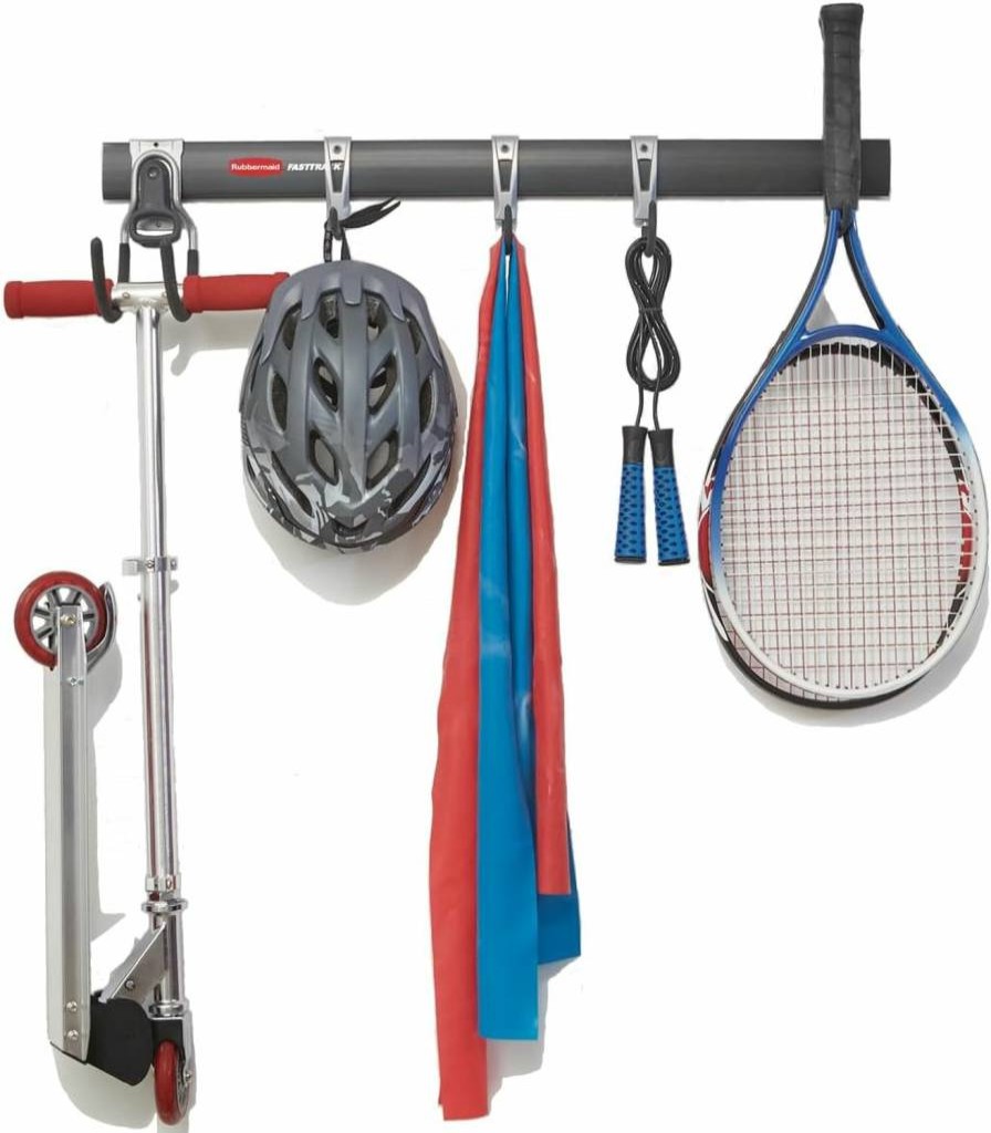 Rubbermaid Heavy Duty FastTrack Garage Storage Hooks - 6-Piece Wall Organizer Kit for Tools, Shed, & Garden Accessories