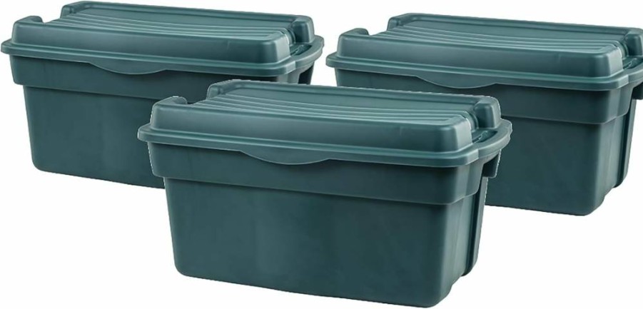 Rubbermaid 18 Gallon Storage Bins 6-Pack, EcoSense Recycled Plastic Stackable Containers with Lids for Garage & Home Organization