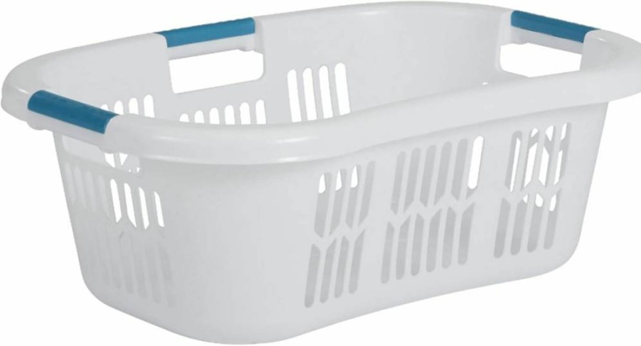 Rubbermaid XL Hip-Hugger Laundry Basket - 2.1 Bushel White Storage Bin for Bathroom, Bedroom, Closet & Home Organization