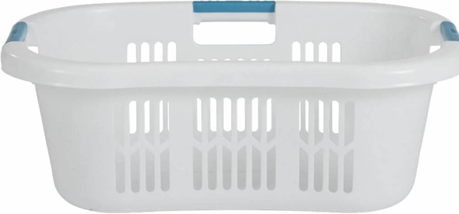 Rubbermaid XL Hip-Hugger Laundry Basket - 2.1 Bushel White Storage Bin for Bathroom, Bedroom, Closet & Home Organization