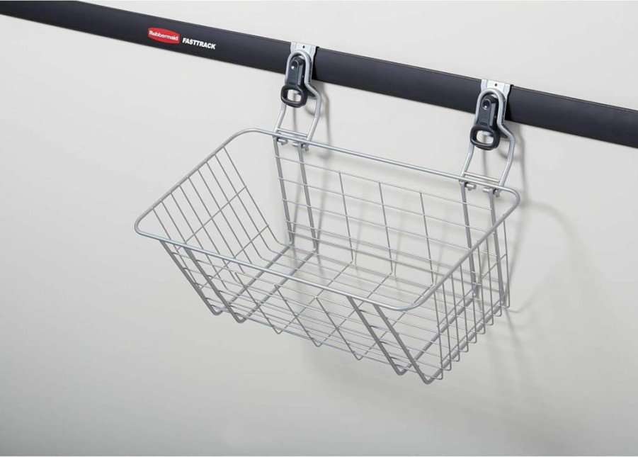 Rubbermaid FastTrack Wall-Mounted Cardboard Recycling Holder – 20 lb Capacity, Satin Nickel Finish for Home & Garage Organization