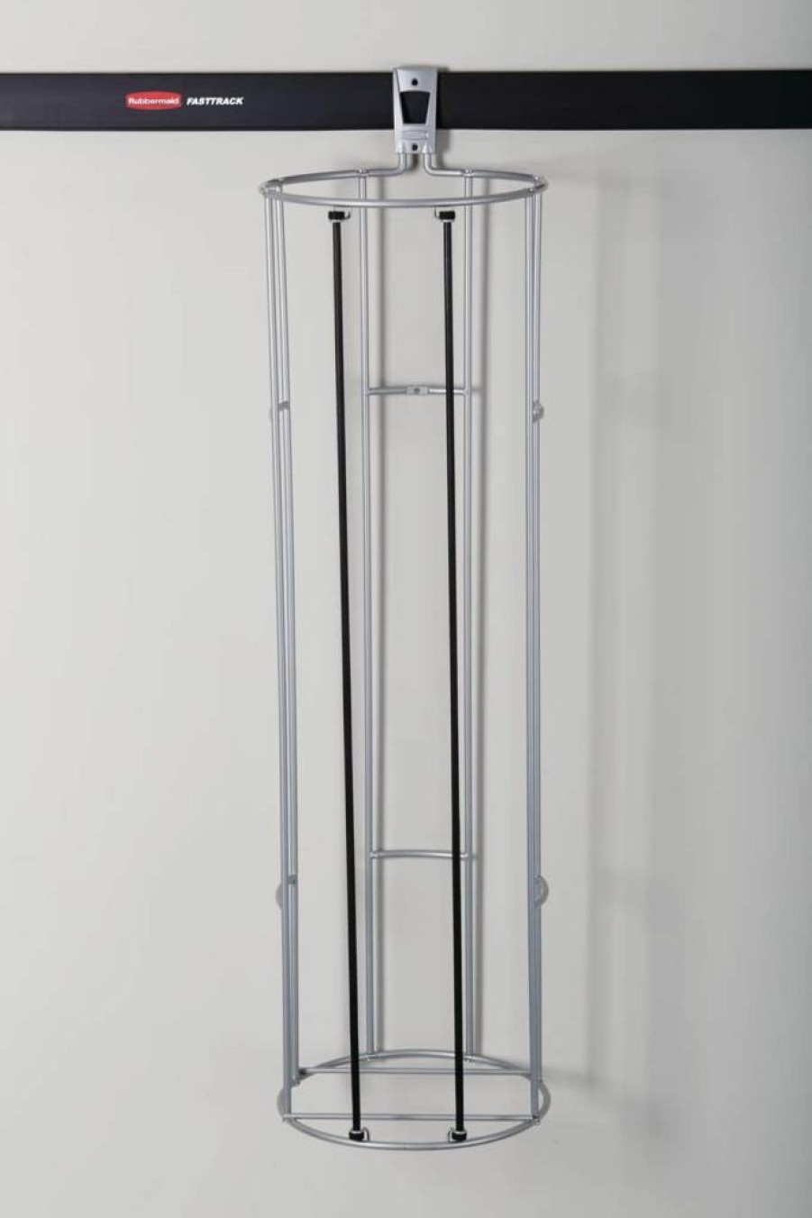 Rubbermaid FastTrack Vertical Ball Rack Wall Mounted Storage System - Holds 50 lbs, Satin Nickel Finish for Garage & Home Organization