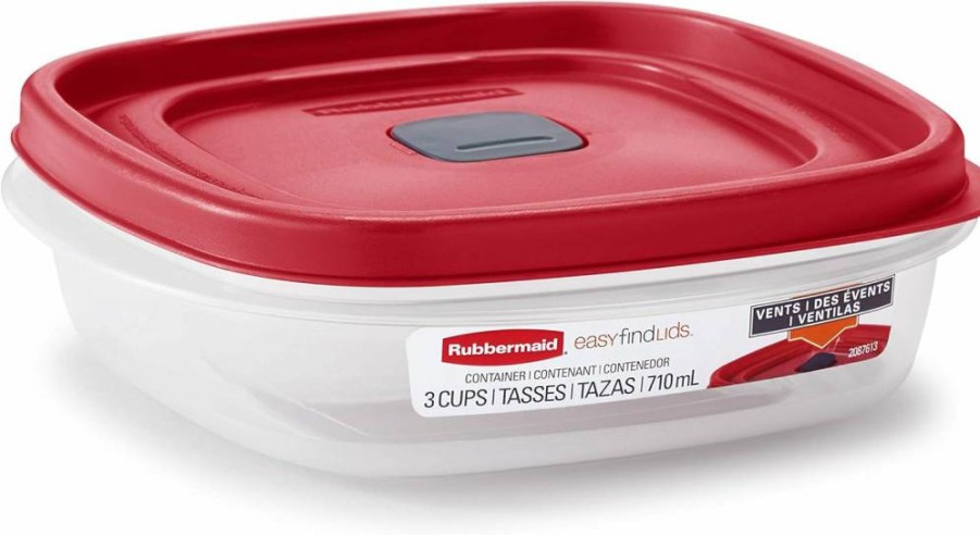 Rubbermaid 3-Pack EasyFind Lids Food Storage Containers with Lids, Racer Red, Airtight Kitchen Organization Solution