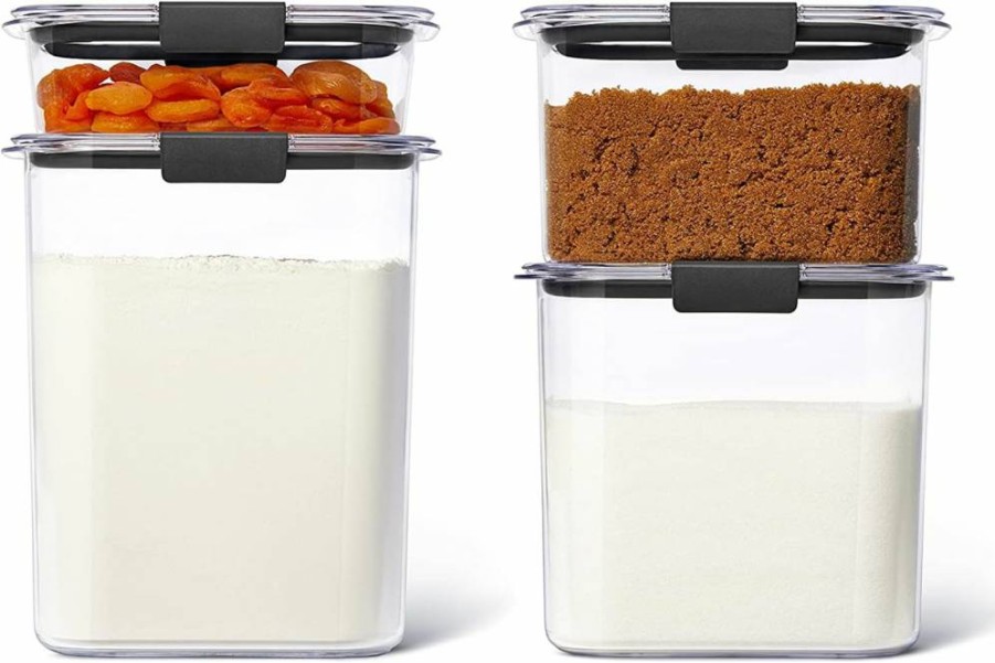 Rubbermaid Brilliance BPA-Free Plastic Food Storage Containers with Lids, 3-Piece Pantry & Baking Set (6 Total), Clear