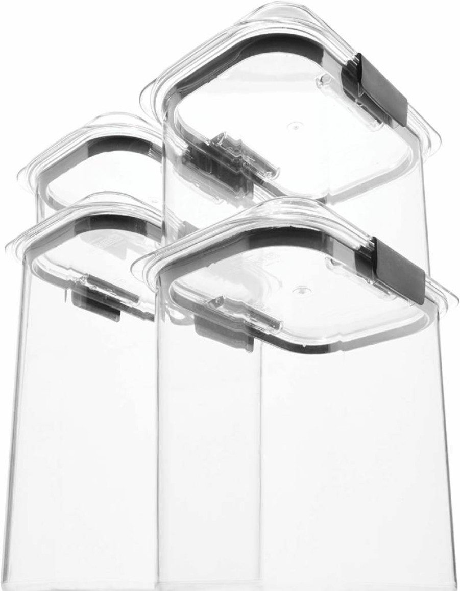 Rubbermaid Brilliance BPA-Free Plastic Food Storage Containers with Lids, 3-Piece Pantry & Baking Set (6 Total), Clear