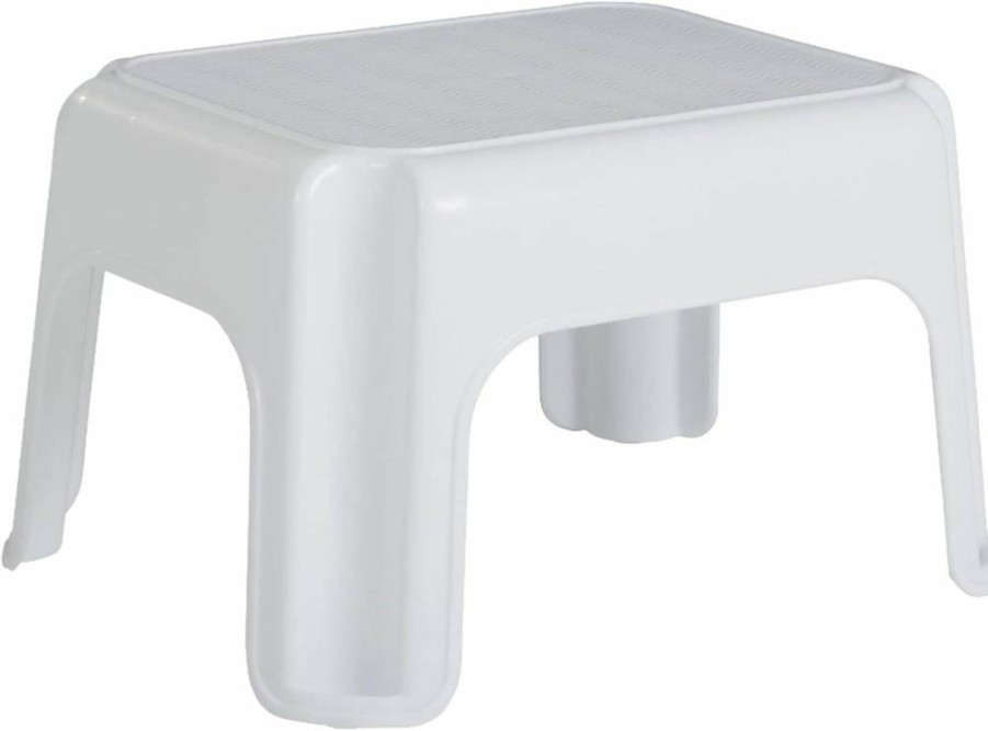 Rubbermaid 7" Durable Step Stool for Home, Bathroom & Office - Supports 200 lbs, Non-Slip Bisque Gray Design, Safe for Kids & Adults