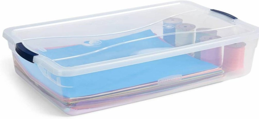 Rubbermaid 95 Quart Clear Storage Bins with Latching Lids - 4-Pack Stackable BPA-Free Containers, Made in USA, Durable Plastic Totes for Home Organization