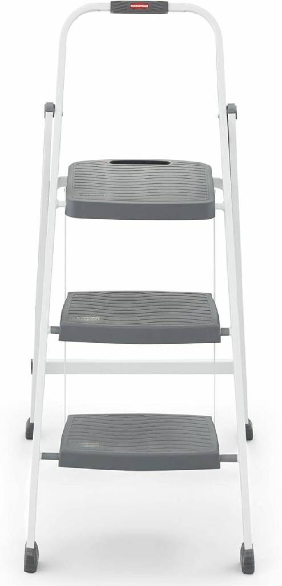 Rubbermaid 3-Step Steel Folding Ladder with Non-Slip Feet & Hand Grip, ANSI Safety Certified, No Assembly Needed, Black