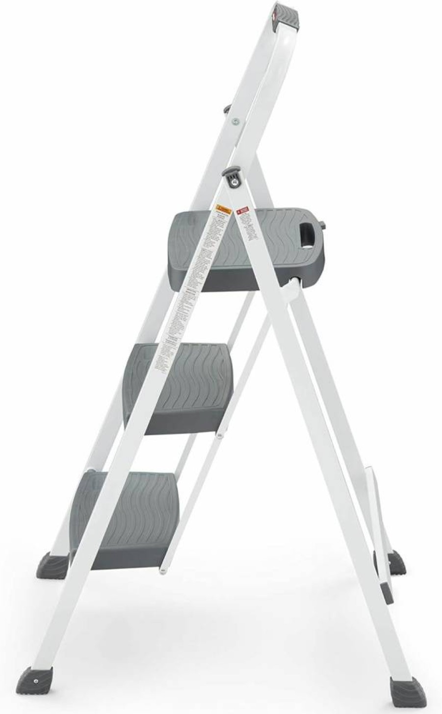 Rubbermaid 3-Step Steel Folding Ladder with Non-Slip Feet & Hand Grip, ANSI Safety Certified, No Assembly Needed, Black
