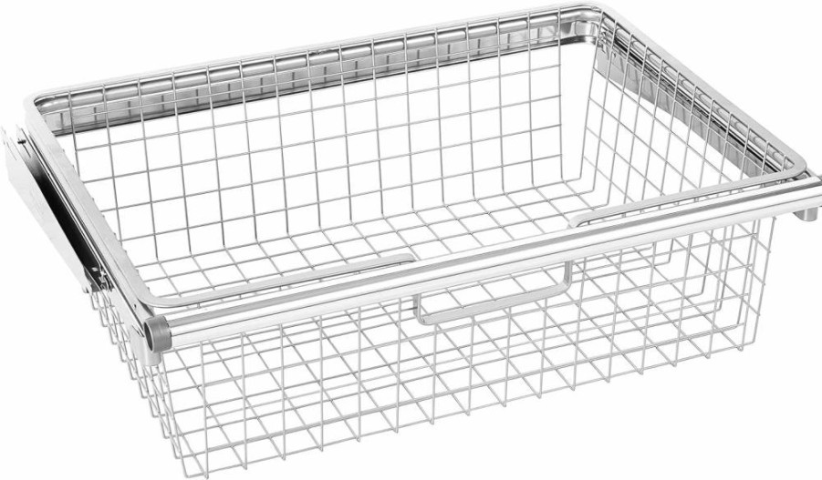 Rubbermaid Titanium Sliding Drawer Basket - Sturdy Organizer for Closet, Bathroom, Laundry, Pantry & Mudroom Storage