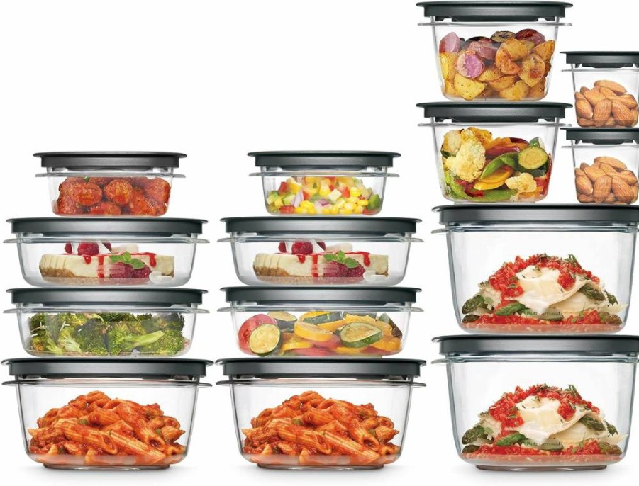 Rubbermaid 28-Piece Food Storage Container Set with Snap-Lock Lids, Airtmeal Prep & Leftovers, BPA-Free, Dishwasher Safe - Clear/Grey, Various Sizes