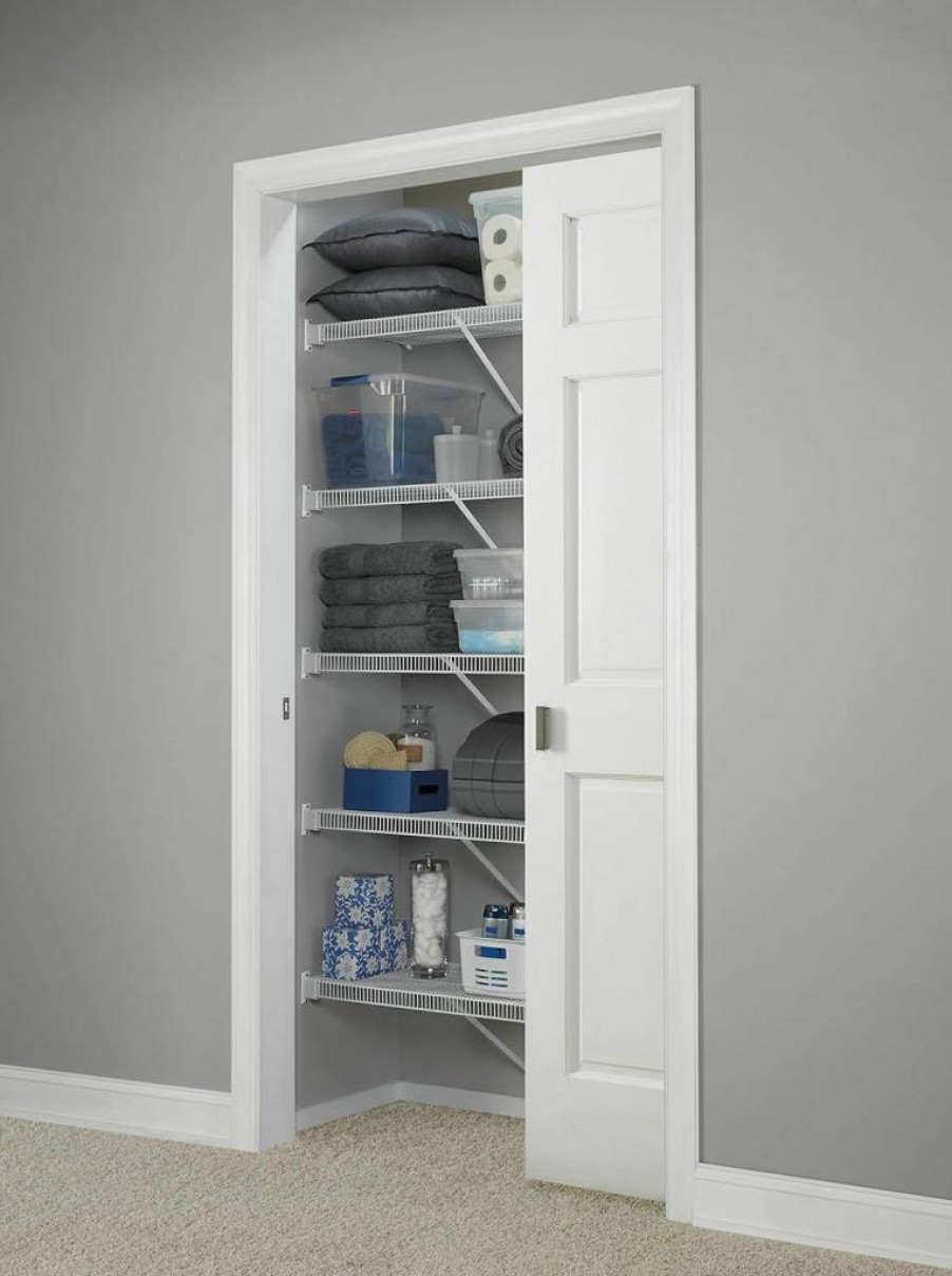 Rubbermaid White 16" x 6' Wire Shelf for Linens and Storage (FG3N3500WHT)