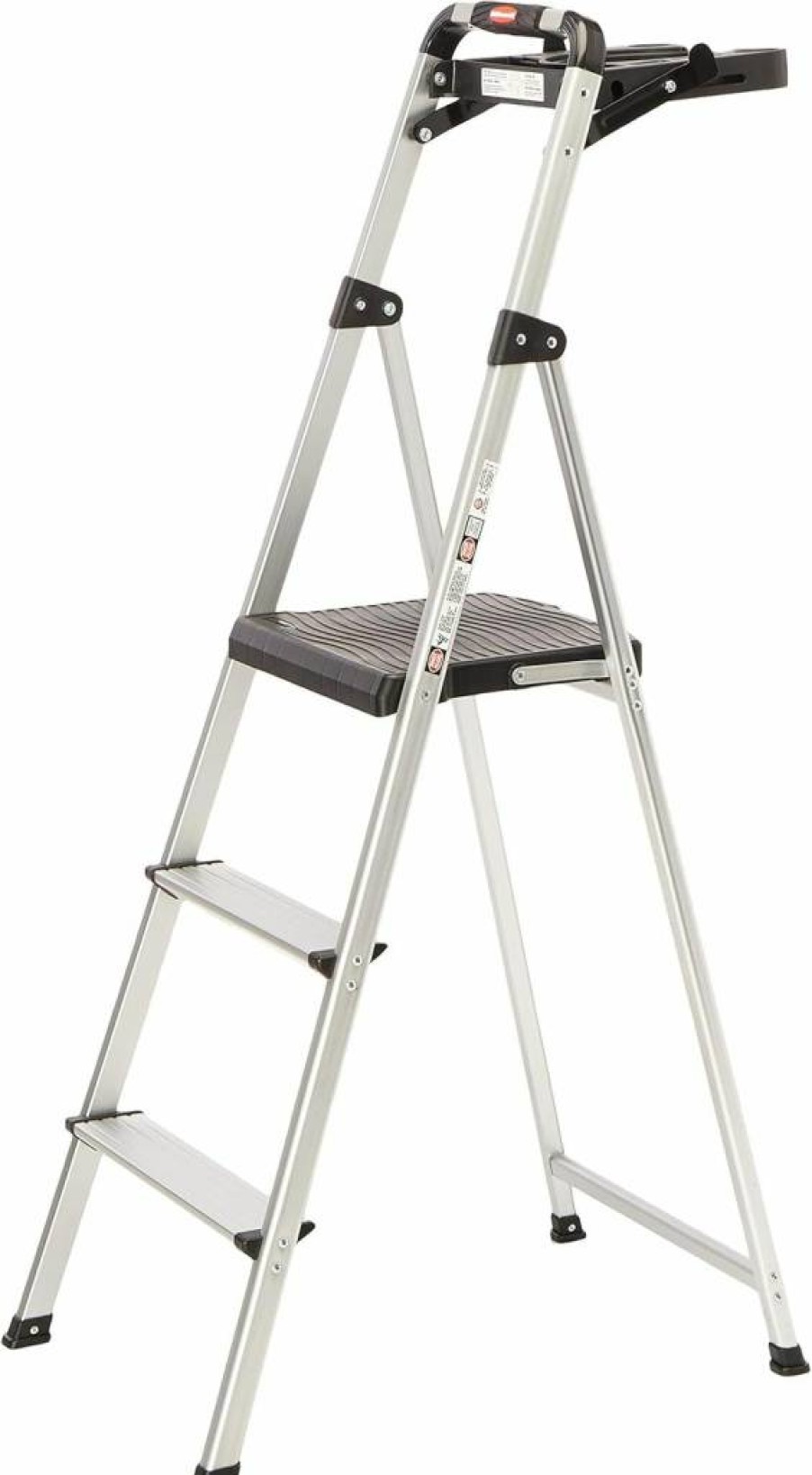 Rubbermaid Aluminum 3-Step Folding Ladder with Project Tray - Lightweight, No Assembly, Safety Tested, Silver