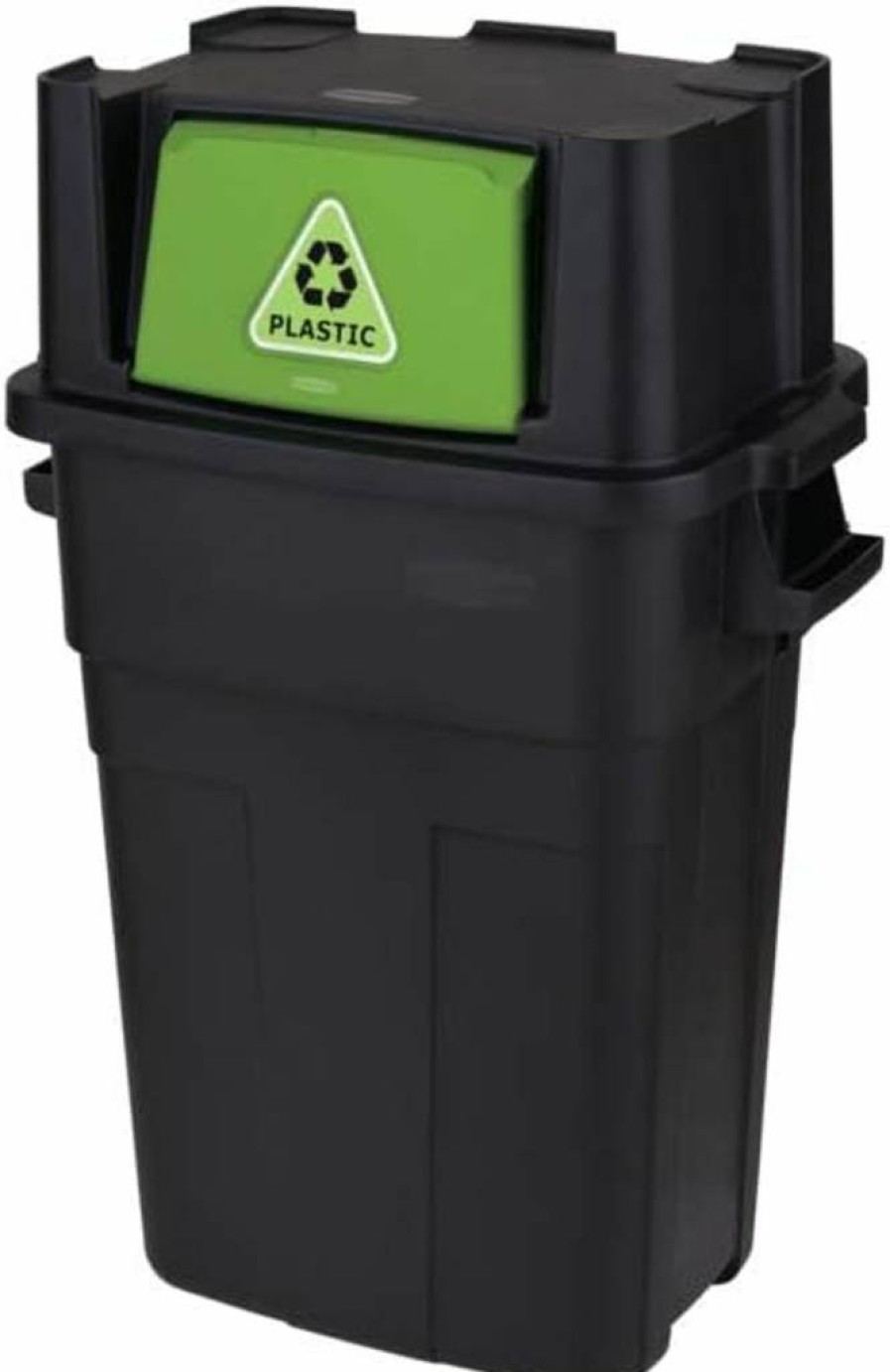 Rubbermaid 18-Gallon Black Recycling Bin with Swing Lid - Stackable Waste Container for Home & Office