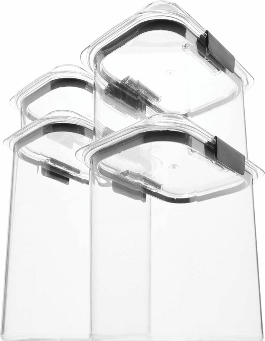 Rubbermaid Brilliance 12-Cup Airtight Food Storage Container with Locking Lid, Clear/Grey, BPA-Free Plastic for Pantry Organization & Dry Food Storage