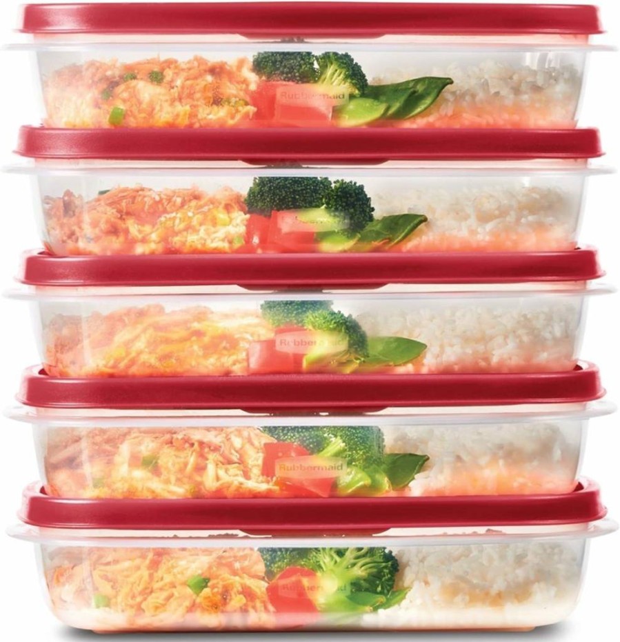 Rubbermaid 5.5-Cup Red Meal Prep Containers with Easy-Find Lids – Food Storage Solution