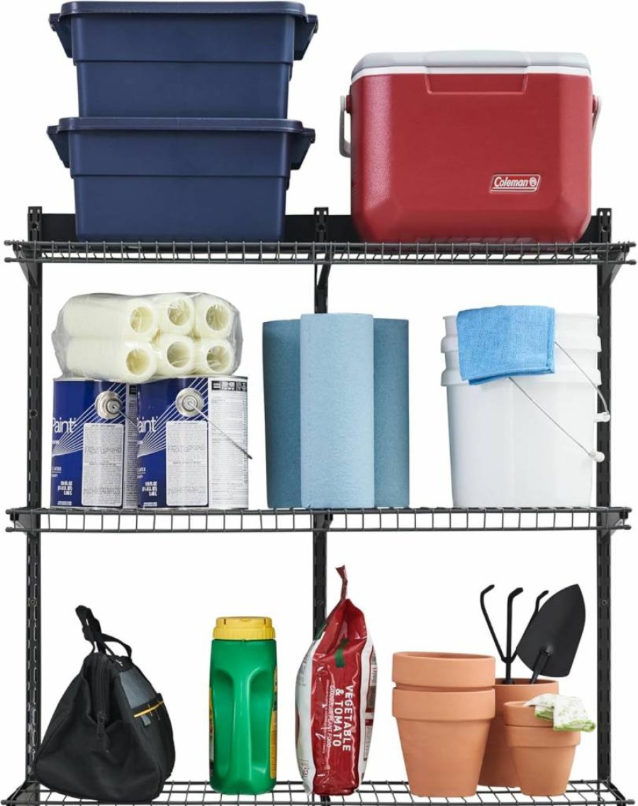 Rubbermaid FastTrack 36-Inch Wall-Mounted Garage Shelving Kit - 3-Tier Heavy Duty Storage Rack for Home, Garage, Shed, Workshop - Holds 350 lbs Per Shelf