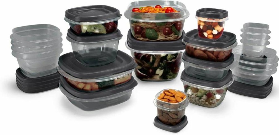 Rubbermaid 42-Piece BPA-Free Food Storage Containers Set with Easy-Find Lids & SilverShield Antimicrobial Protection, Grey