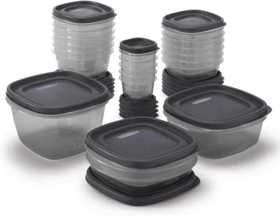 Rubbermaid 42-Piece BPA-Free Food Storage Containers Set with Easy-Find Lids & SilverShield Antimicrobial Protection, Grey