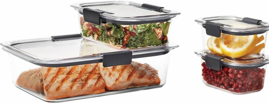 Rubbermaid Brilliance BPA-Free 3-Piece Food Storage Container Set with Airtight Lids, Removable Dividers, Leakproof for Meal Prep, Lunch & Leftovers