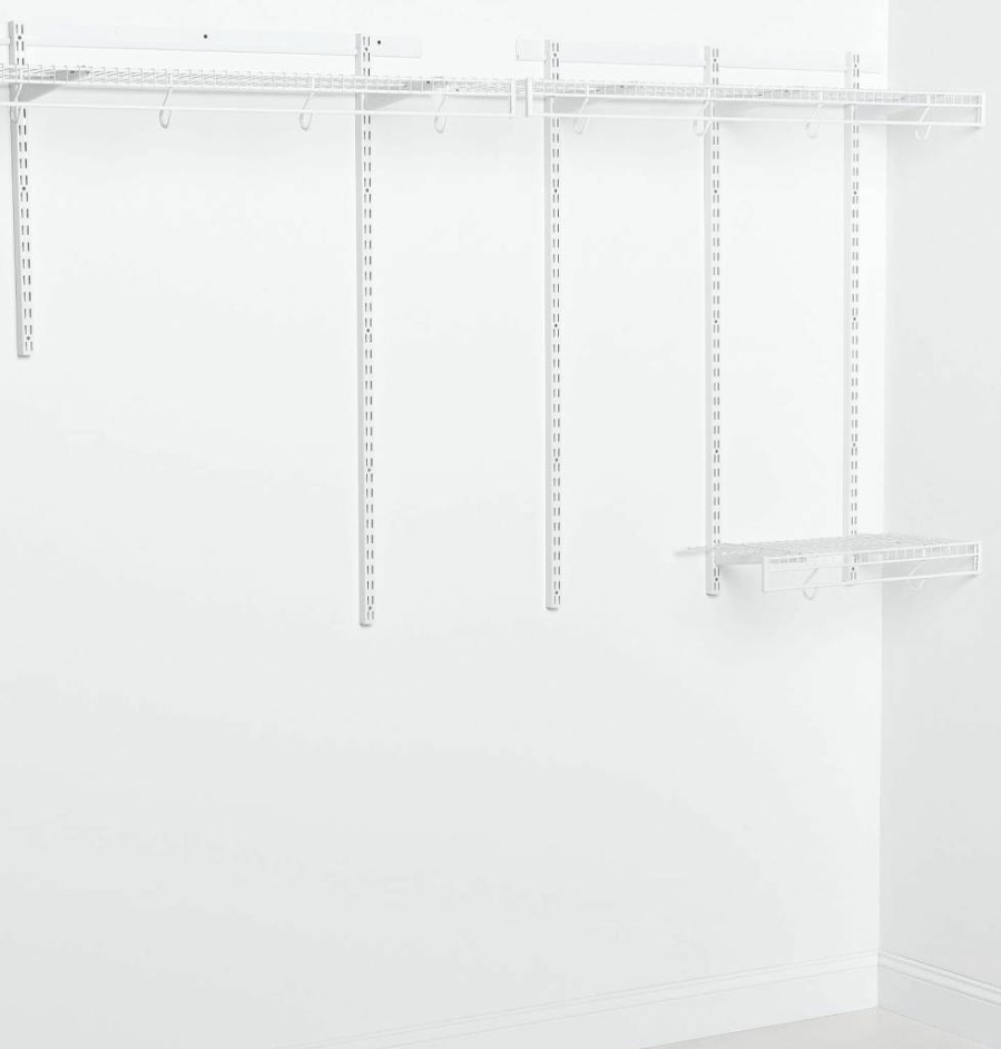 Rubbermaid Adjustable White Closet Shelving Kit - Multi-Purpose Storage for Pantry, Clothes, Shoes & Cleaning Supplies
