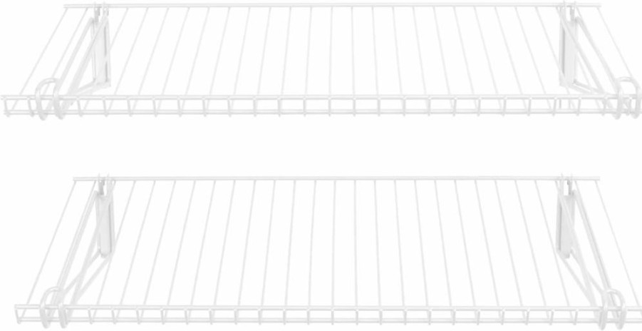 Rubbermaid 26" Expandable White Shelving Kit - 2 Shelves Set for Home, Garage, Laundry, Bathroom & Pantry Organization