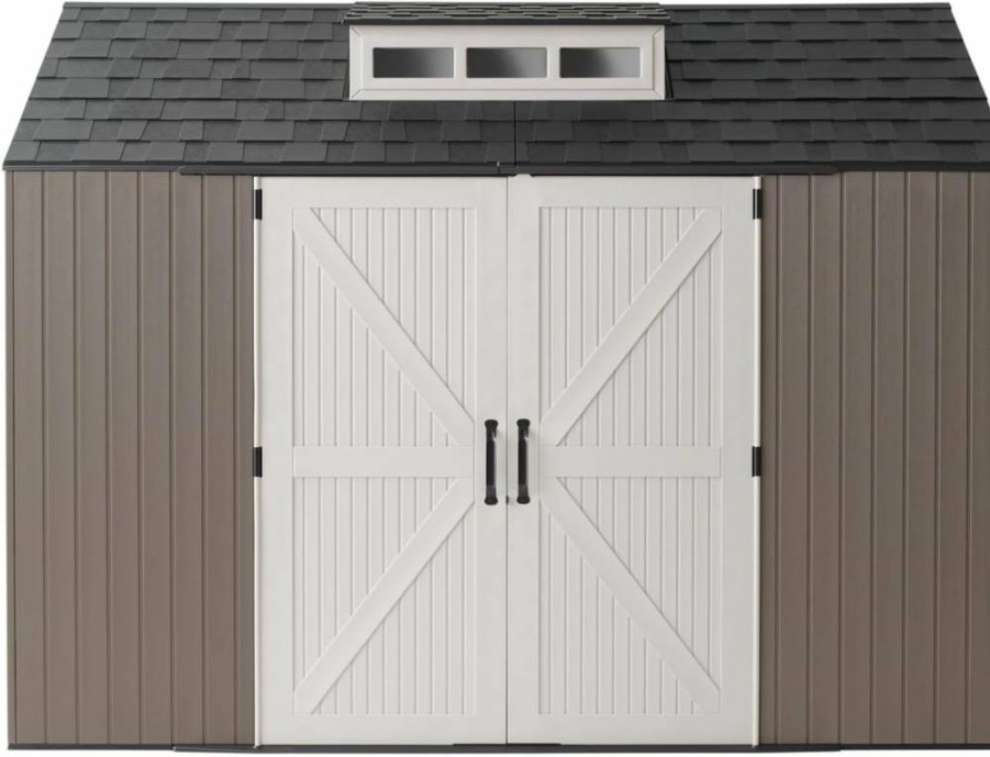 Rubbermaid 7x10.5 Ft. Brown Resin Outdoor Storage Shed - Weather-Resistant for Lawn Mowers, Bikes, Pool Supplies & Backyard Equipment