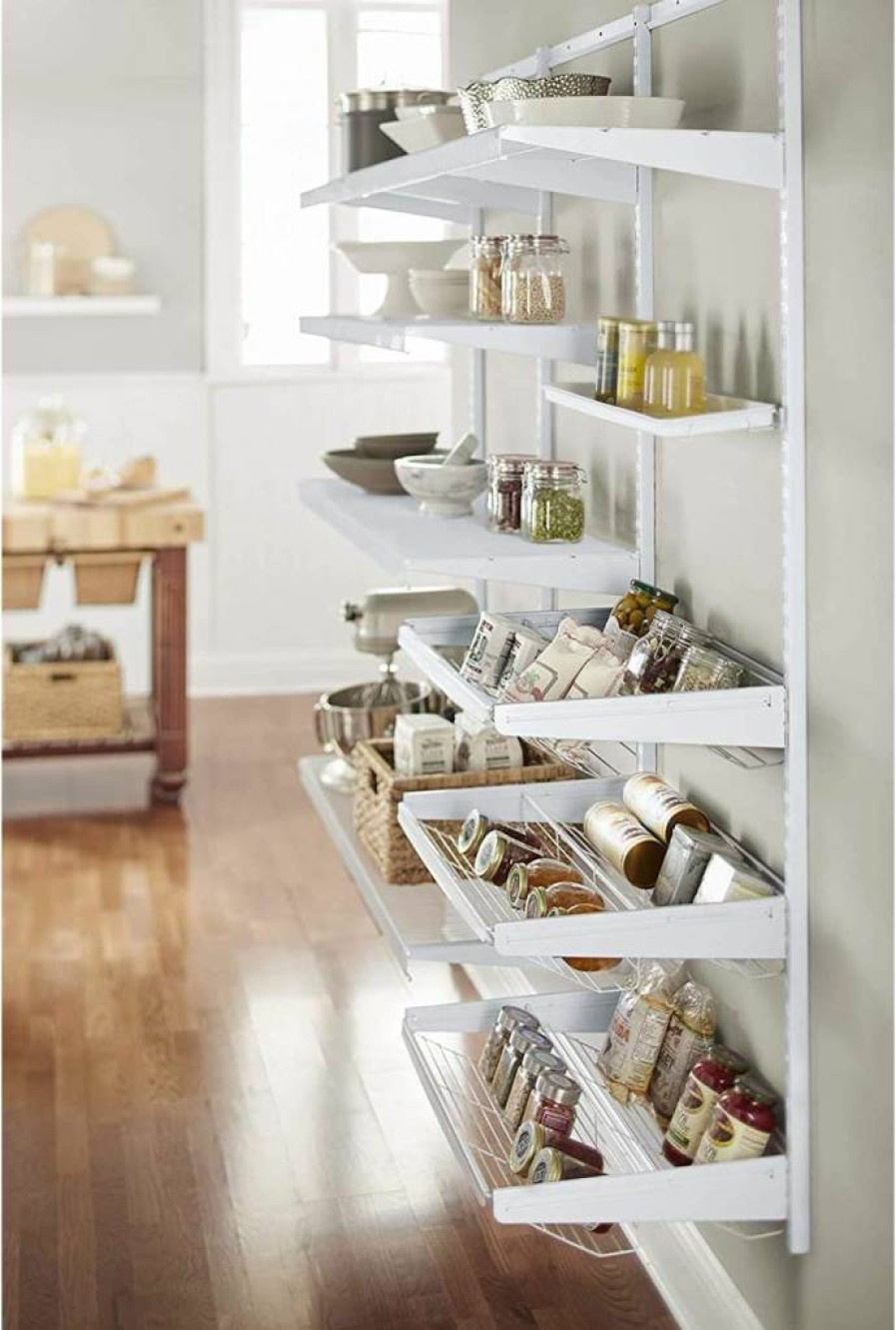 Rubbermaid FastTrack Slide-Out Closet Organizer - White 3-Tier Shelf for Storage 2060354