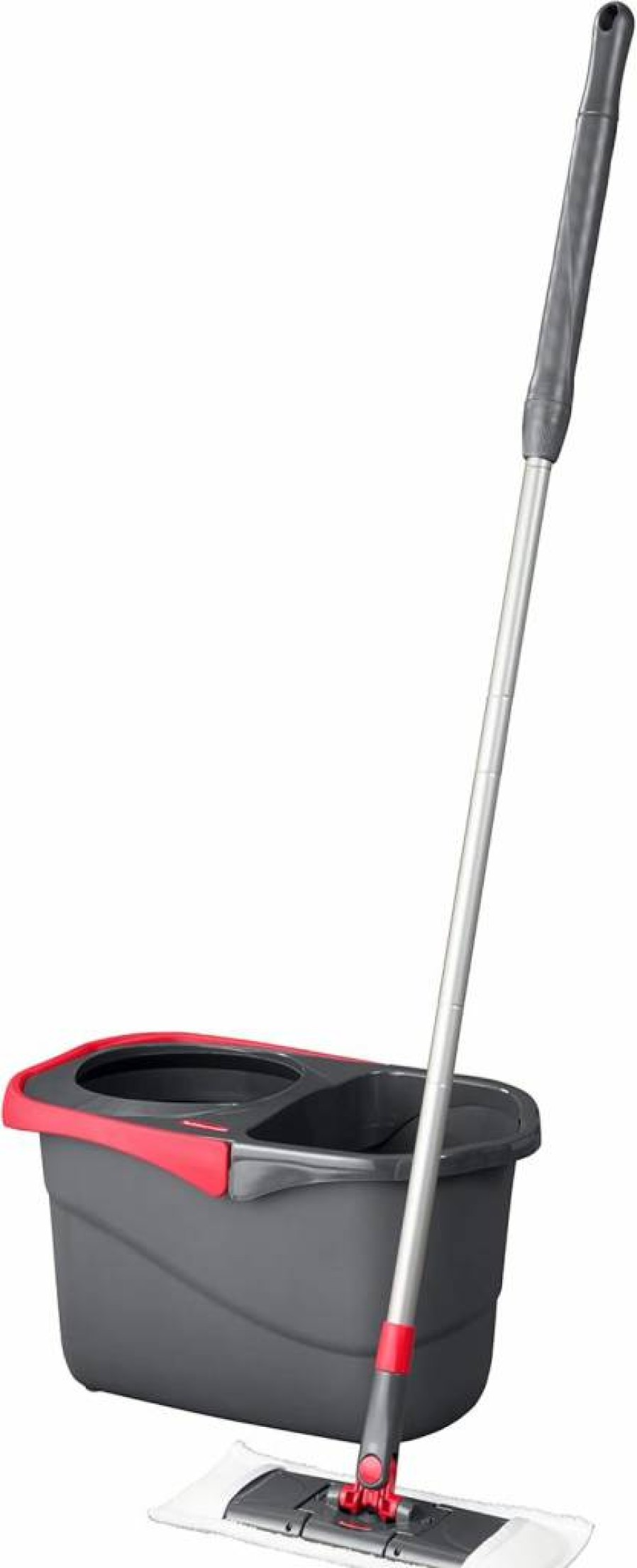 Rubbermaid Microfiber Spin Mop with Wringer Bucket for Hardwood Laminate Tile Floors - Red Flat Mop Cleaning System